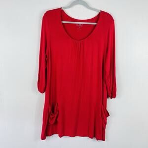 Logo Lori Goldstein Top Medium Ruched Sleeve Pocket Tunic A230417